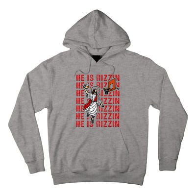 He Is Rizzin Jesus Is Rizzen Dunking Basketball Tall Hoodie