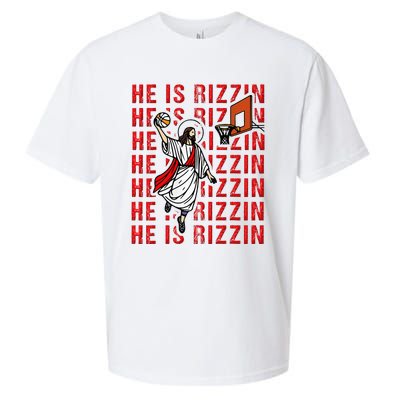 He Is Rizzin Jesus Is Rizzen Dunking Basketball Sueded Cloud Jersey T-Shirt