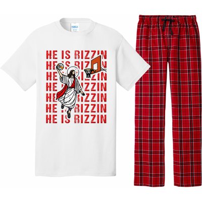 He Is Rizzin Jesus Is Rizzen Dunking Basketball Pajama Set