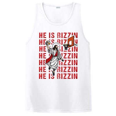 He Is Rizzin Jesus Is Rizzen Dunking Basketball PosiCharge Competitor Tank