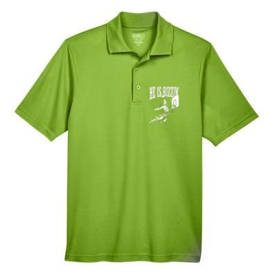 He Is Rizzin Funny Jesus Basketball Meme Men's Origin Performance Pique Polo