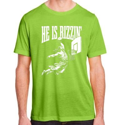 He Is Rizzin Funny Jesus Basketball Meme Adult ChromaSoft Performance T-Shirt