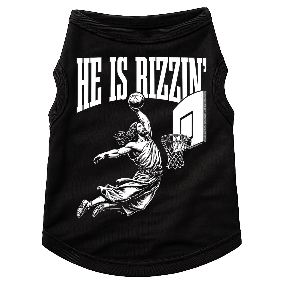 He Is Rizzin Funny Jesus Basketball Meme Doggie Tank