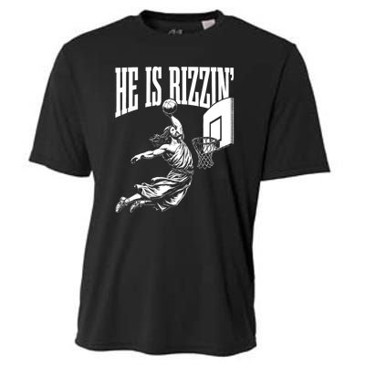 He Is Rizzin Funny Jesus Basketball Meme Cooling Performance Crew T-Shirt