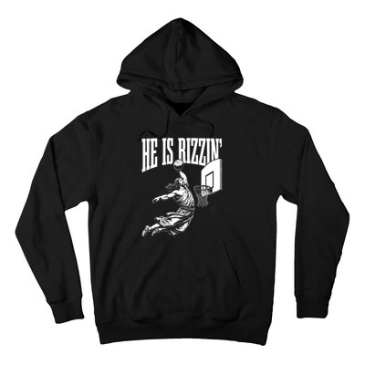 He Is Rizzin Funny Jesus Basketball Meme Hoodie