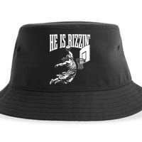 He Is Rizzin Funny Jesus Basketball Meme Sustainable Bucket Hat