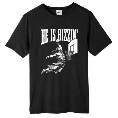 He Is Rizzin Funny Jesus Basketball Meme Tall Fusion ChromaSoft Performance T-Shirt