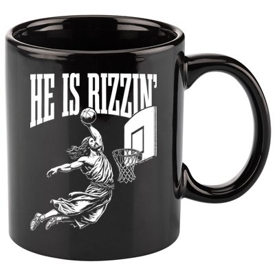He Is Rizzin Funny Jesus Basketball Meme 11oz C Handle Ceramic Mug