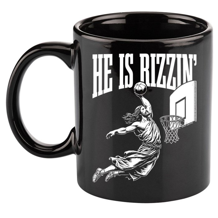 He Is Rizzin Funny Jesus Basketball Meme 11oz C Handle Ceramic Mug
