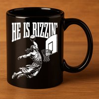 He Is Rizzin Funny Jesus Basketball Meme 11oz C Handle Ceramic Mug