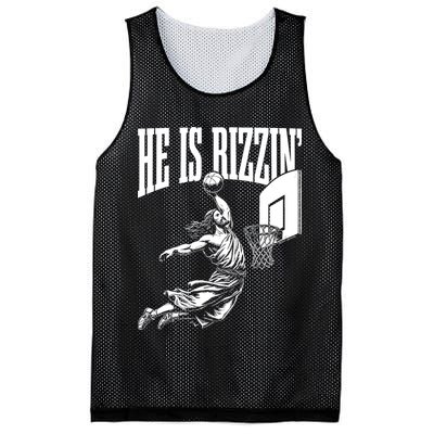 He Is Rizzin Funny Jesus Basketball Meme Mesh Reversible Basketball Jersey Tank