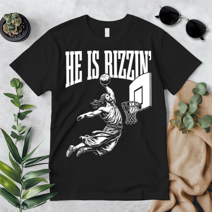 He Is Rizzin Funny Jesus Basketball Meme Premium T-Shirt