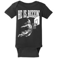 He Is Rizzin Funny Jesus Basketball Meme Baby Bodysuit