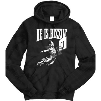 He Is Rizzin Funny Jesus Basketball Meme Tie Dye Hoodie