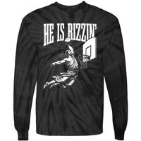 He Is Rizzin Funny Jesus Basketball Meme Tie-Dye Long Sleeve Shirt