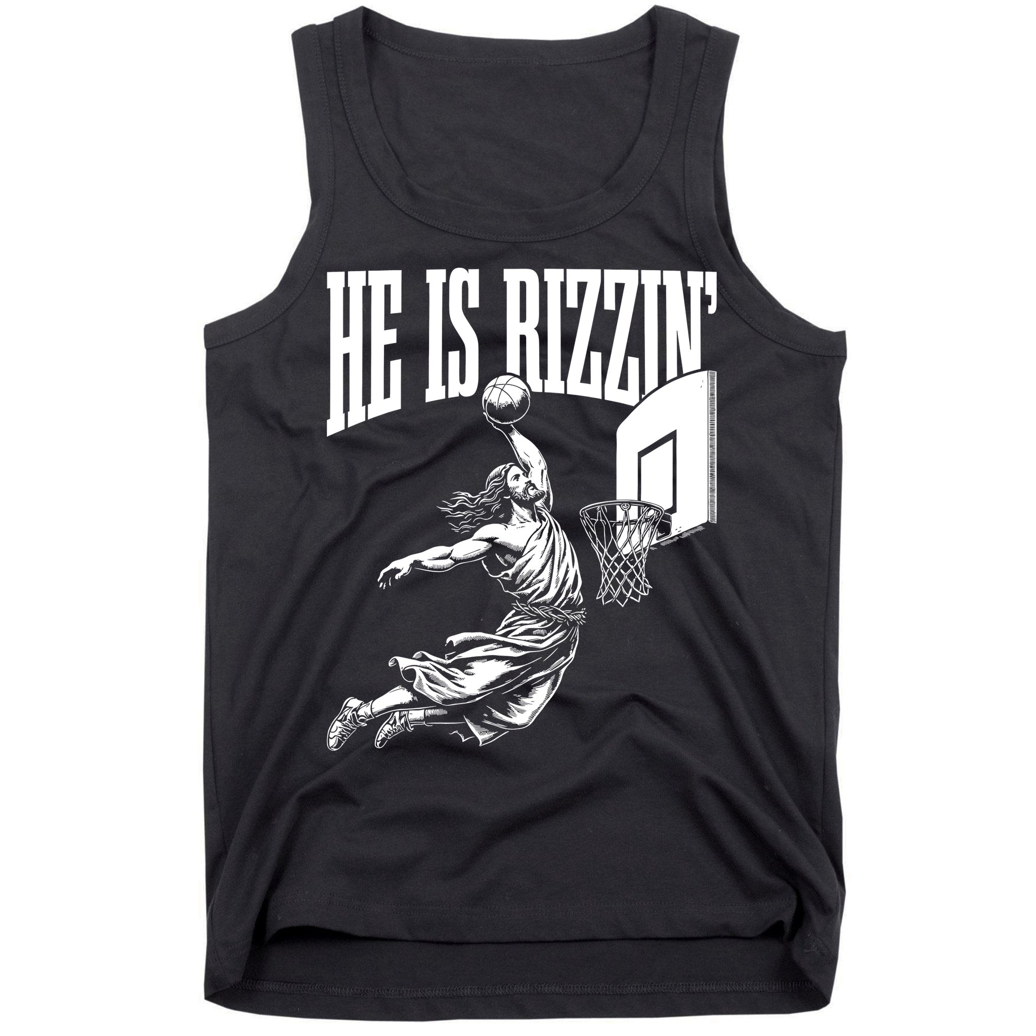 He Is Rizzin Funny Jesus Basketball Meme Tank Top