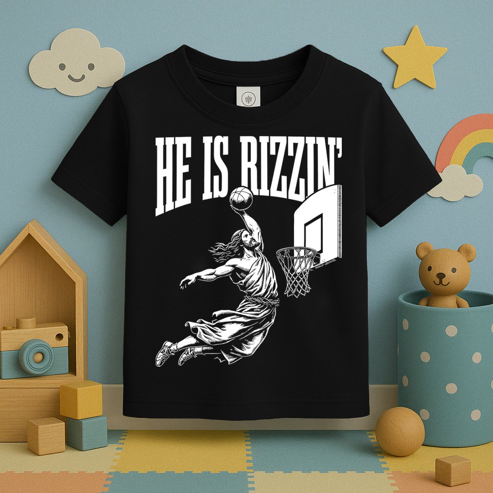 He Is Rizzin Funny Jesus Basketball Meme Toddler T-Shirt