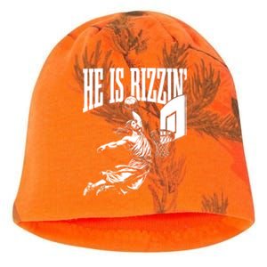 He Is Rizzin Funny Jesus Basketball Meme Kati - Camo Knit Beanie