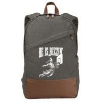He Is Rizzin Funny Jesus Basketball Meme Cotton Canvas Backpack
