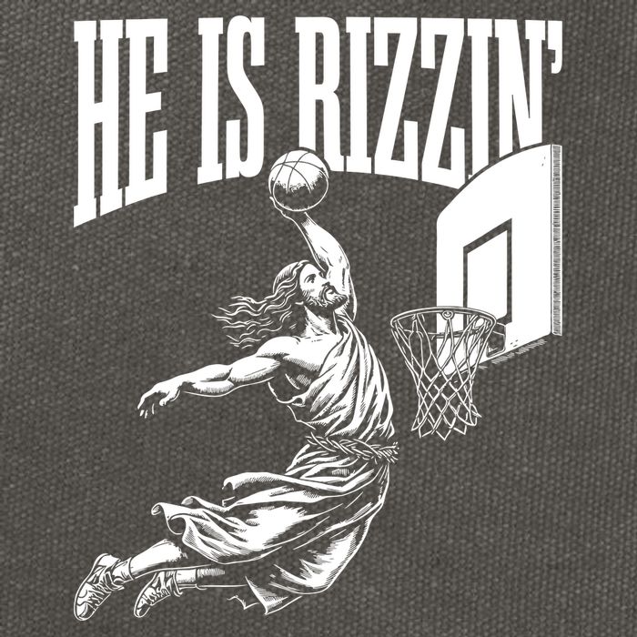 He Is Rizzin Funny Jesus Basketball Meme Cotton Canvas Backpack