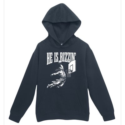 He Is Rizzin Funny Jesus Basketball Meme Urban Pullover Hoodie