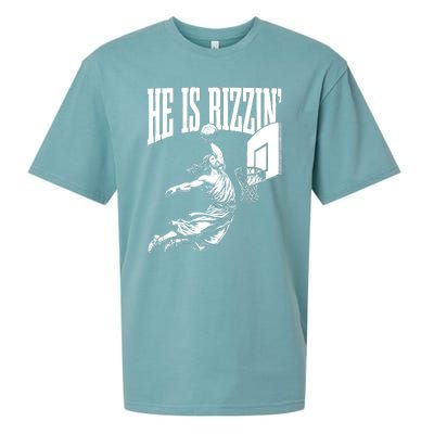 He Is Rizzin Funny Jesus Basketball Meme Sueded Cloud Jersey T-Shirt