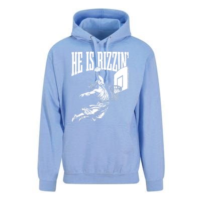 He Is Rizzin Funny Jesus Basketball Meme Unisex Surf Hoodie