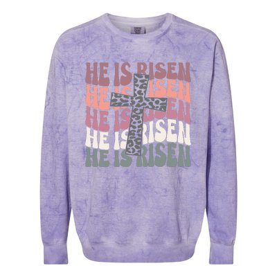 He Is Risen Easter Christian Colorblast Crewneck Sweatshirt