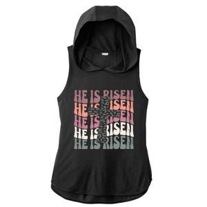 He Is Risen Easter Christian Ladies PosiCharge Tri-Blend Wicking Draft Hoodie Tank