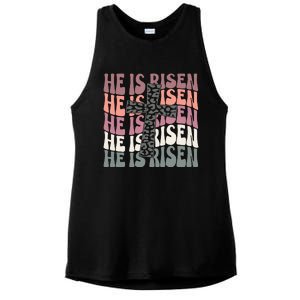 He Is Risen Easter Christian Ladies PosiCharge Tri-Blend Wicking Tank