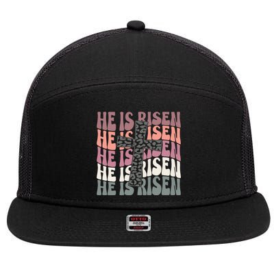 He Is Risen Easter Christian 7 Panel Mesh Trucker Snapback Hat