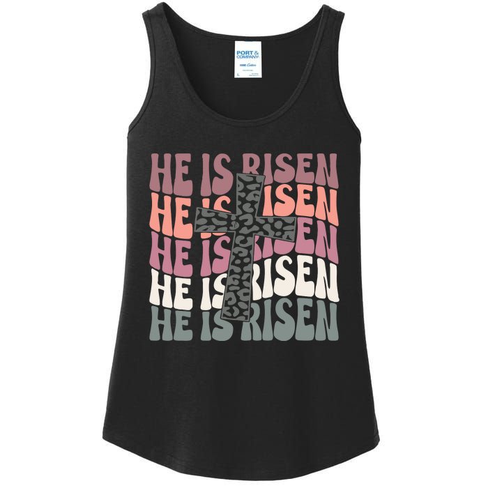 He Is Risen Easter Christian Ladies Essential Tank