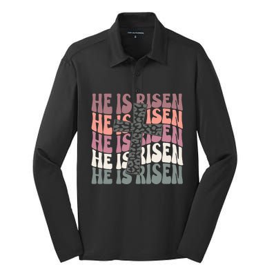 He Is Risen Easter Christian Silk Touch Performance Long Sleeve Polo