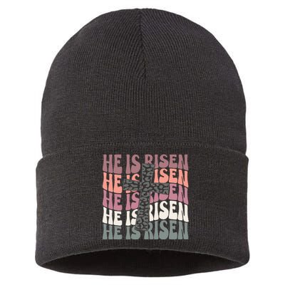 He Is Risen Easter Christian Sustainable Knit Beanie