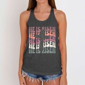 He Is Risen Easter Christian Women's Knotted Racerback Tank