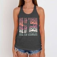 He Is Risen Easter Christian Women's Knotted Racerback Tank