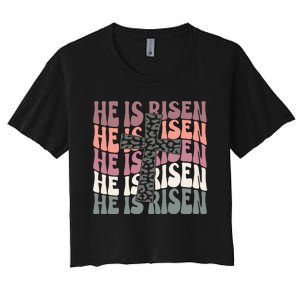 He Is Risen Easter Christian Women's Crop Top Tee