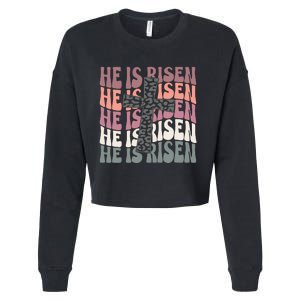 He Is Risen Easter Christian Cropped Pullover Crew