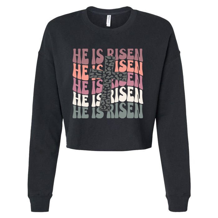 He Is Risen Easter Christian Cropped Pullover Crew