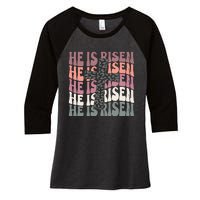 He Is Risen Easter Christian Women's Tri-Blend 3/4-Sleeve Raglan Shirt