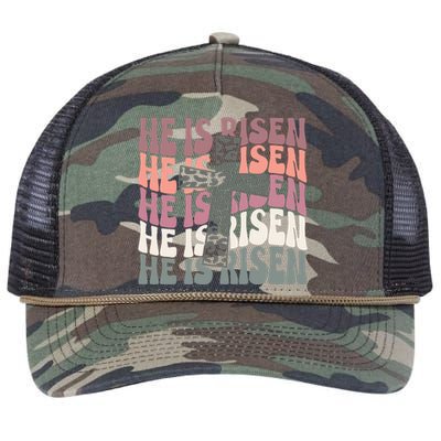 He Is Risen Easter Christian Retro Rope Trucker Hat Cap