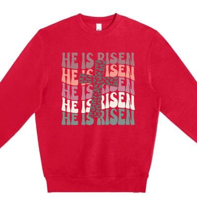 He Is Risen Easter Christian Premium Crewneck Sweatshirt