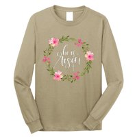 He Is Risen Jesus Christian Happy Easter Floral Wreath Long Sleeve Shirt