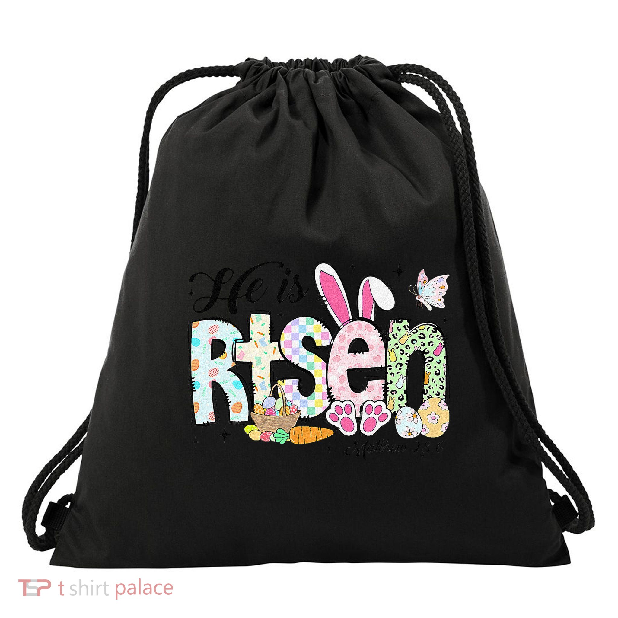 He Is Risen Jesus Christian Happy Easter Women Drawstring Bag
