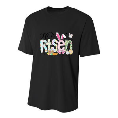 He Is Risen Jesus Christian Happy Easter Women Youth Performance Sprint T-Shirt