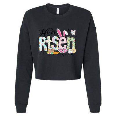 He Is Risen Jesus Christian Happy Easter Women Cropped Pullover Crew