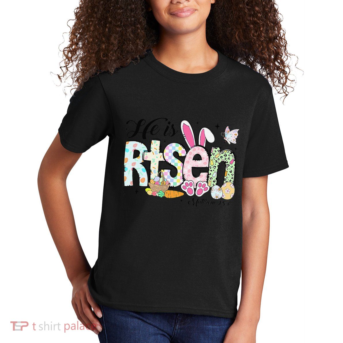 He Is Risen Jesus Christian Happy Easter Women Kids T-Shirt