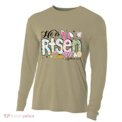 He Is Risen Jesus Christian Happy Easter Women Cooling Performance Long Sleeve Crew