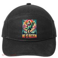 He Is Rizzen Jesus Riding Trex Retro Christian Dinosaur 7-Panel Snapback Hat