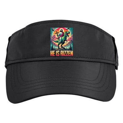 He Is Rizzen Jesus Riding Trex Retro Christian Dinosaur Adult Drive Performance Visor